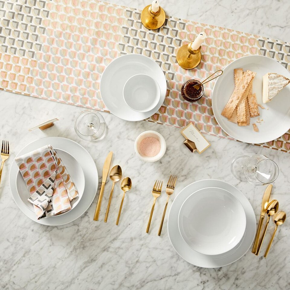 White Porcelain Organic Shaped Dinnerware Set (Set of 20) West Elm